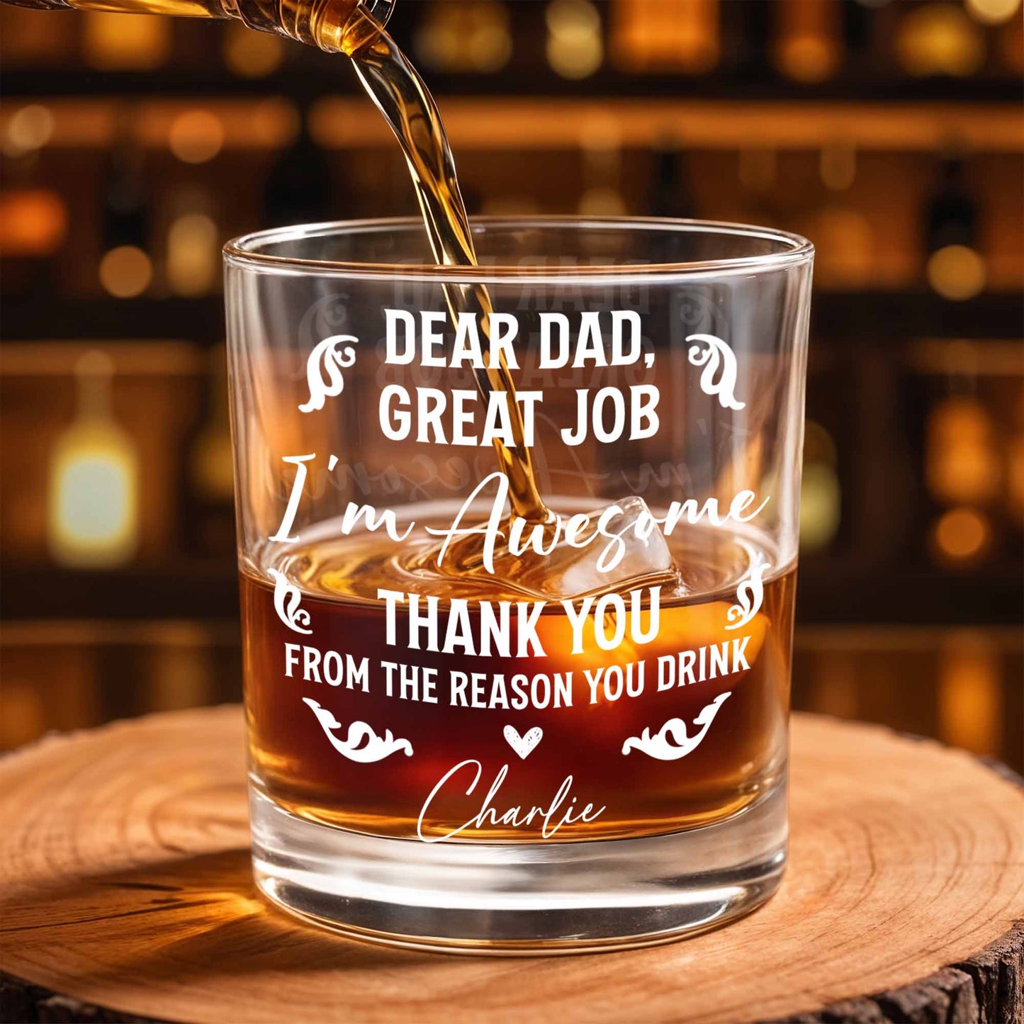 Dear Dad, Great Job I'm Awesome, Swirls And Hearts Design