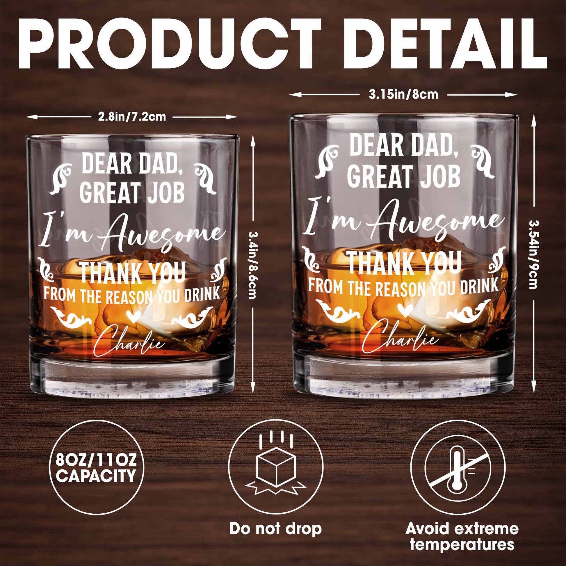 Dear Dad, Great Job I'm Awesome, Swirls And Hearts Design