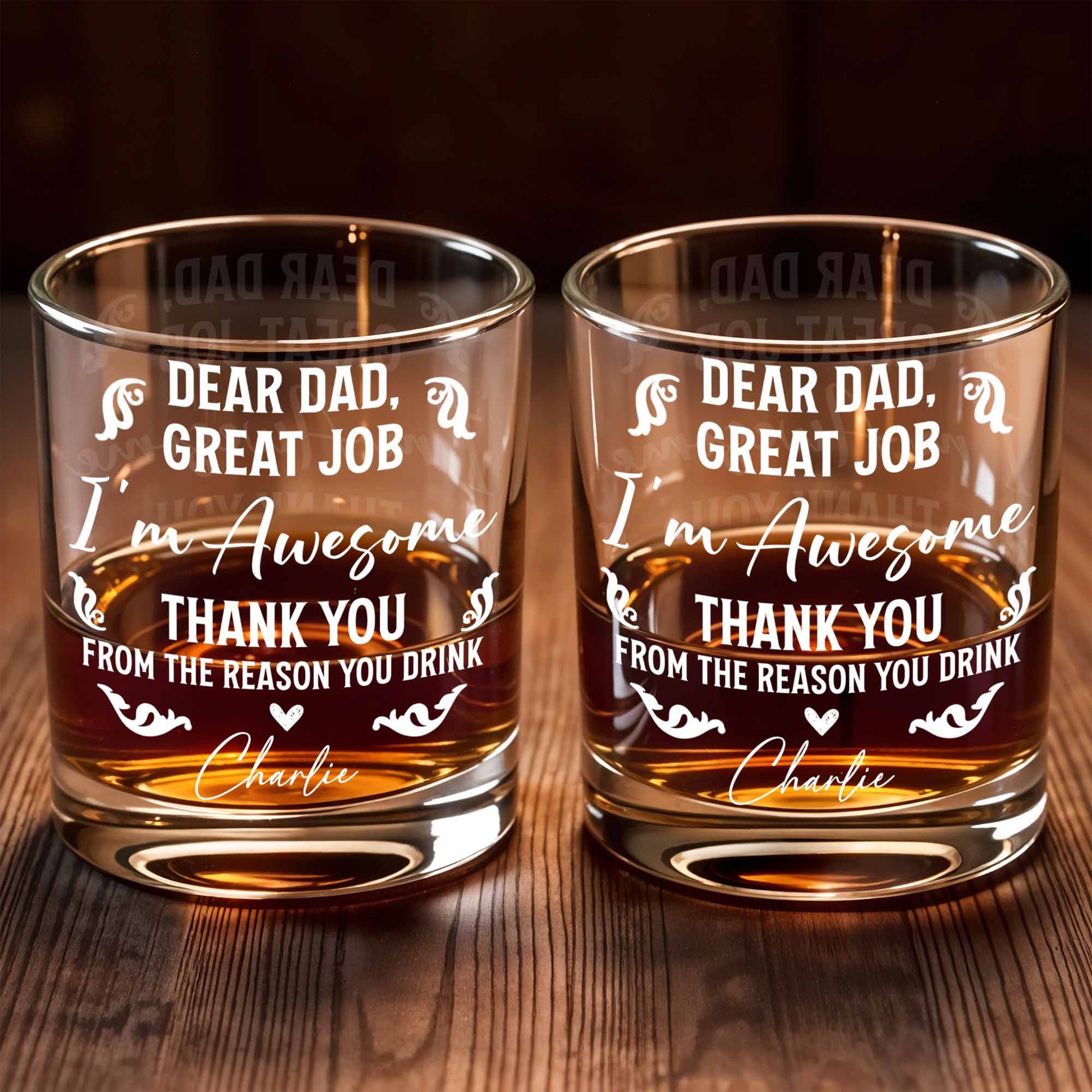 Dear Dad, Great Job I'm Awesome, Swirls And Hearts Design