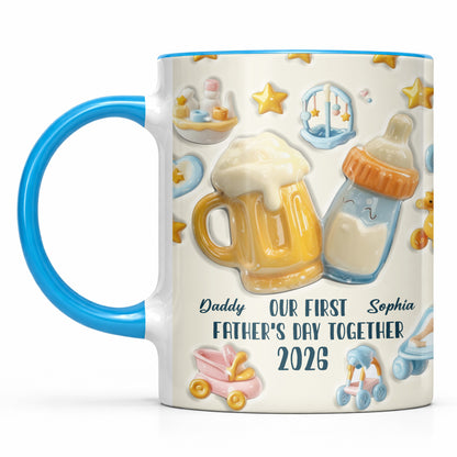 Our First Father's Day Together, Mug With Baby And Dad Icons