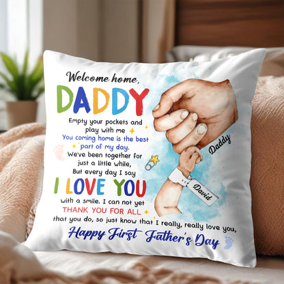 Happy First Father's Day, Hands and Child Toy