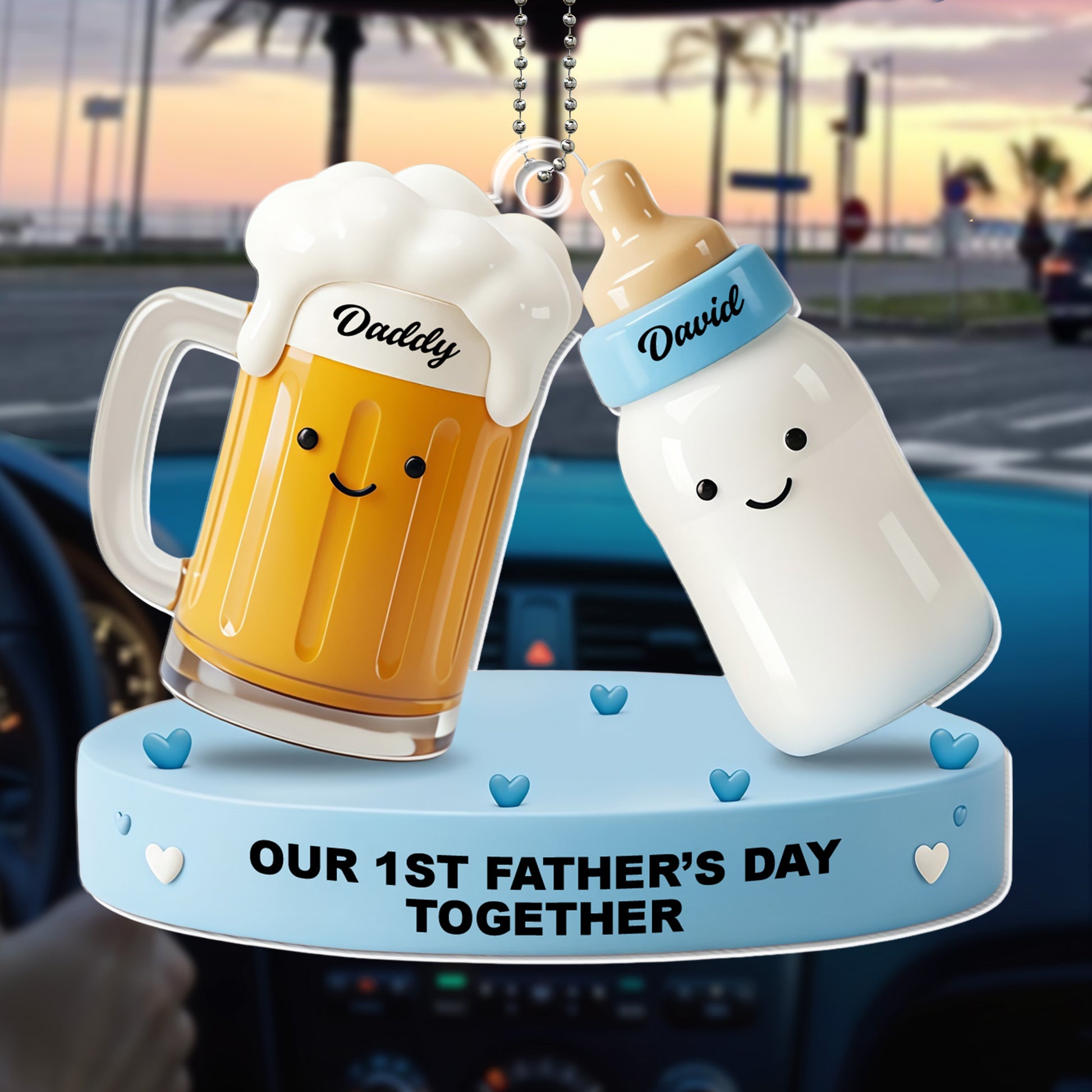 Our 1st Father's Day Together, Beer Mug and Baby Bottle