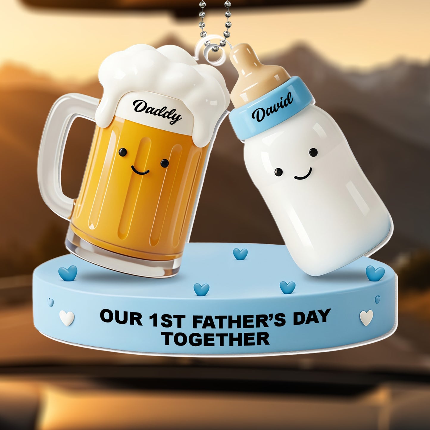 Our 1st Father's Day Together, Beer Mug and Baby Bottle