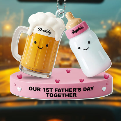Our 1st Father's Day Together, Beer Mug and Baby Bottle