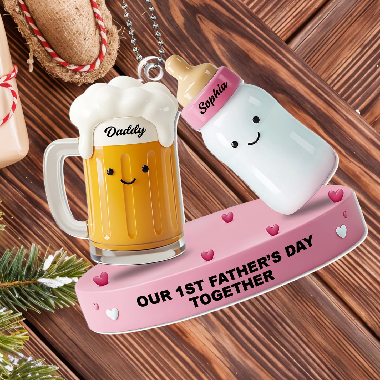 Our 1st Father's Day Together, Beer Mug and Baby Bottle