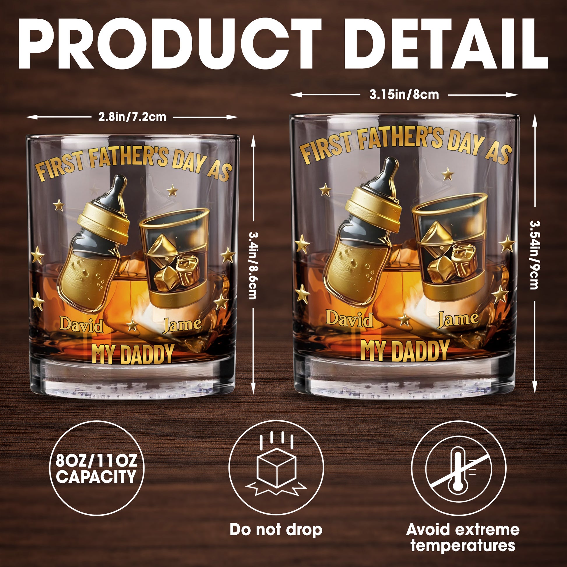 First Father's Day As My Daddy With Baby Bottle And Whiskey Glass