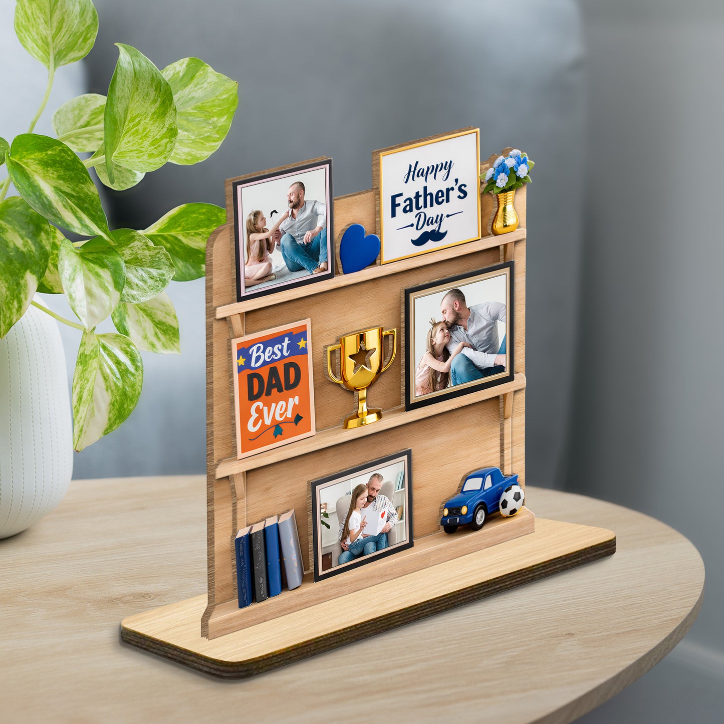 Happy Father's Day Best Dad Ever Trophy and Heart