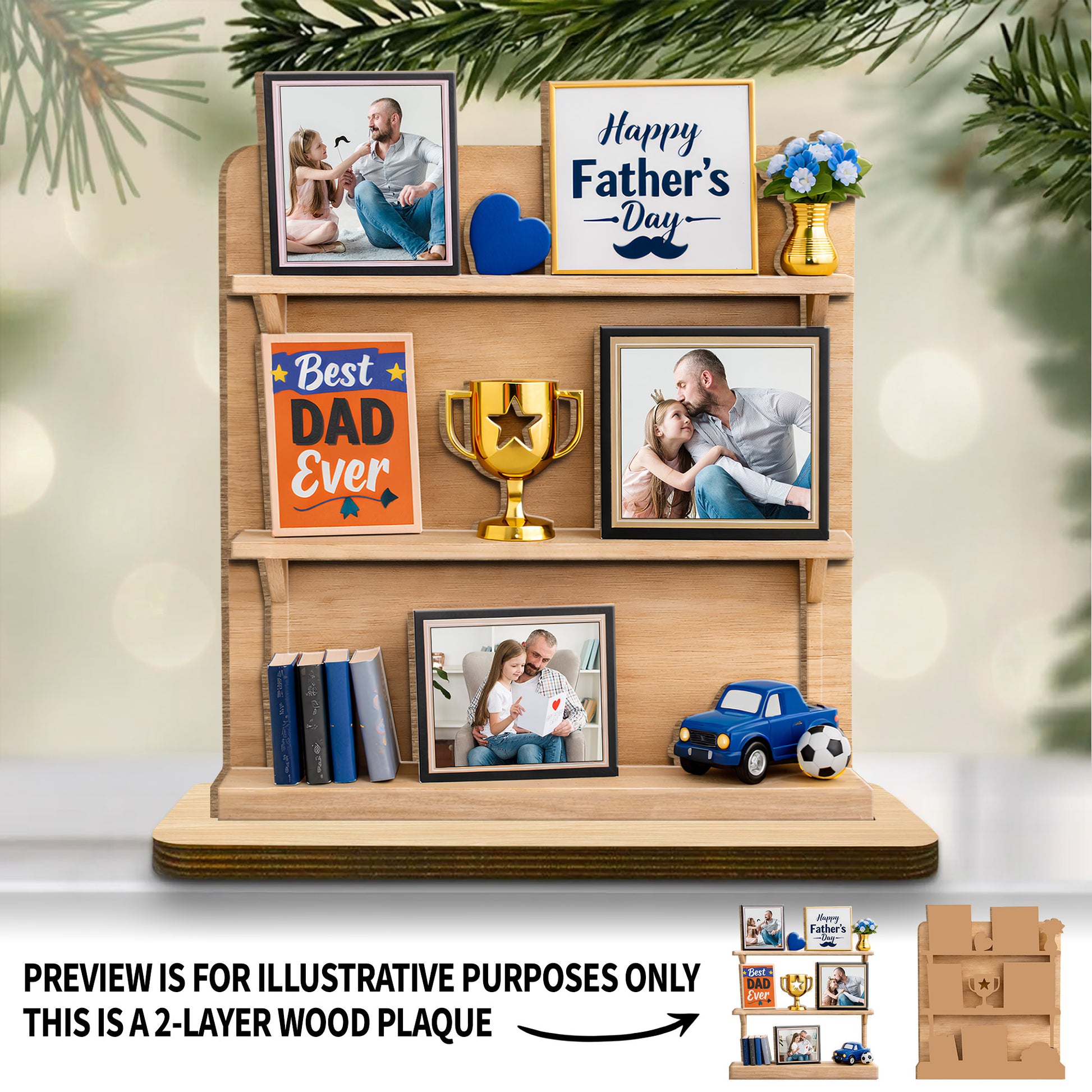 Happy Father's Day Best Dad Ever Trophy and Heart