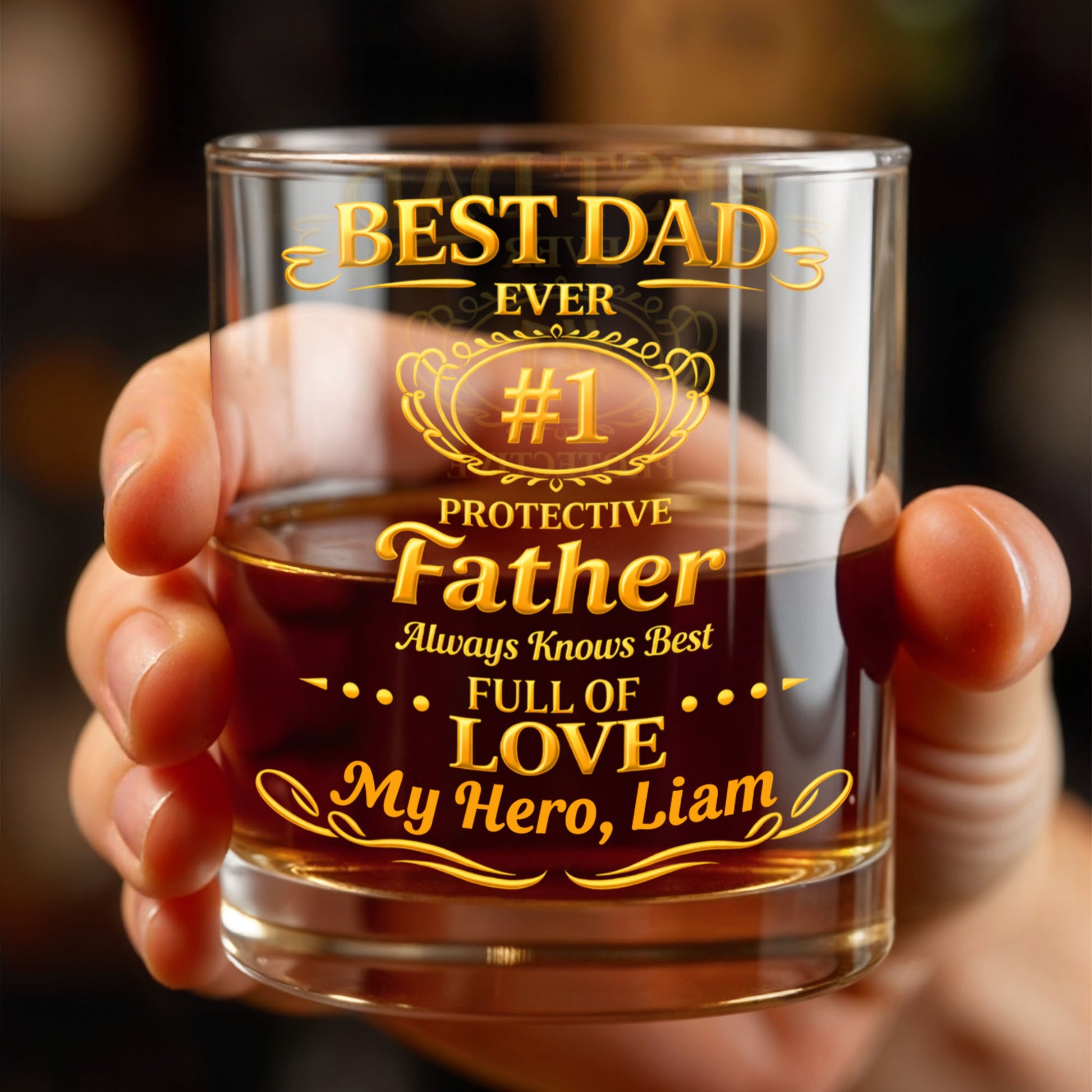Best Dad Ever Protective Father My Hero Golden Frame