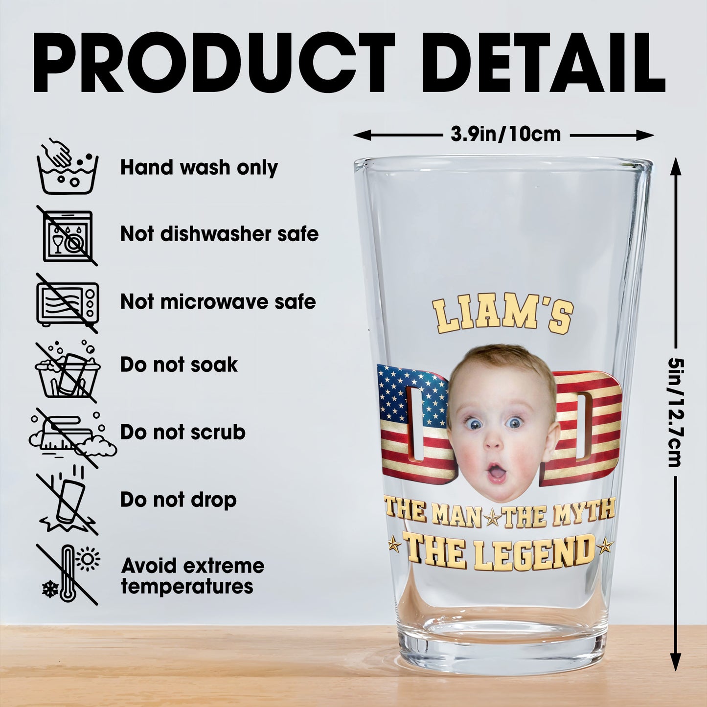 Dad The Man The Myth The Legend American Flag Child Face