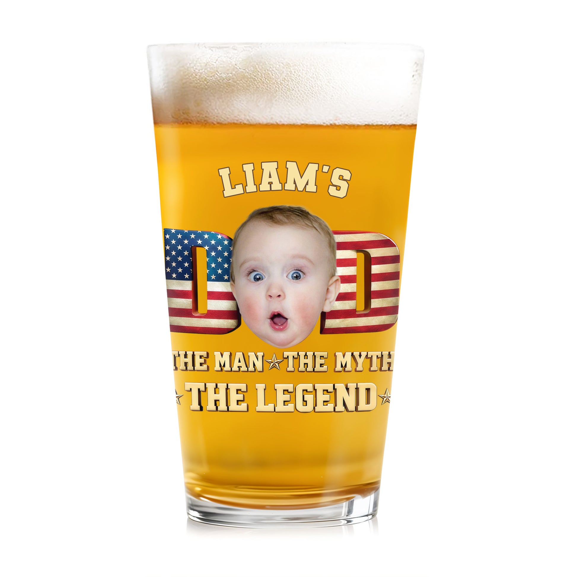 Dad The Man The Myth The Legend American Flag Child Face