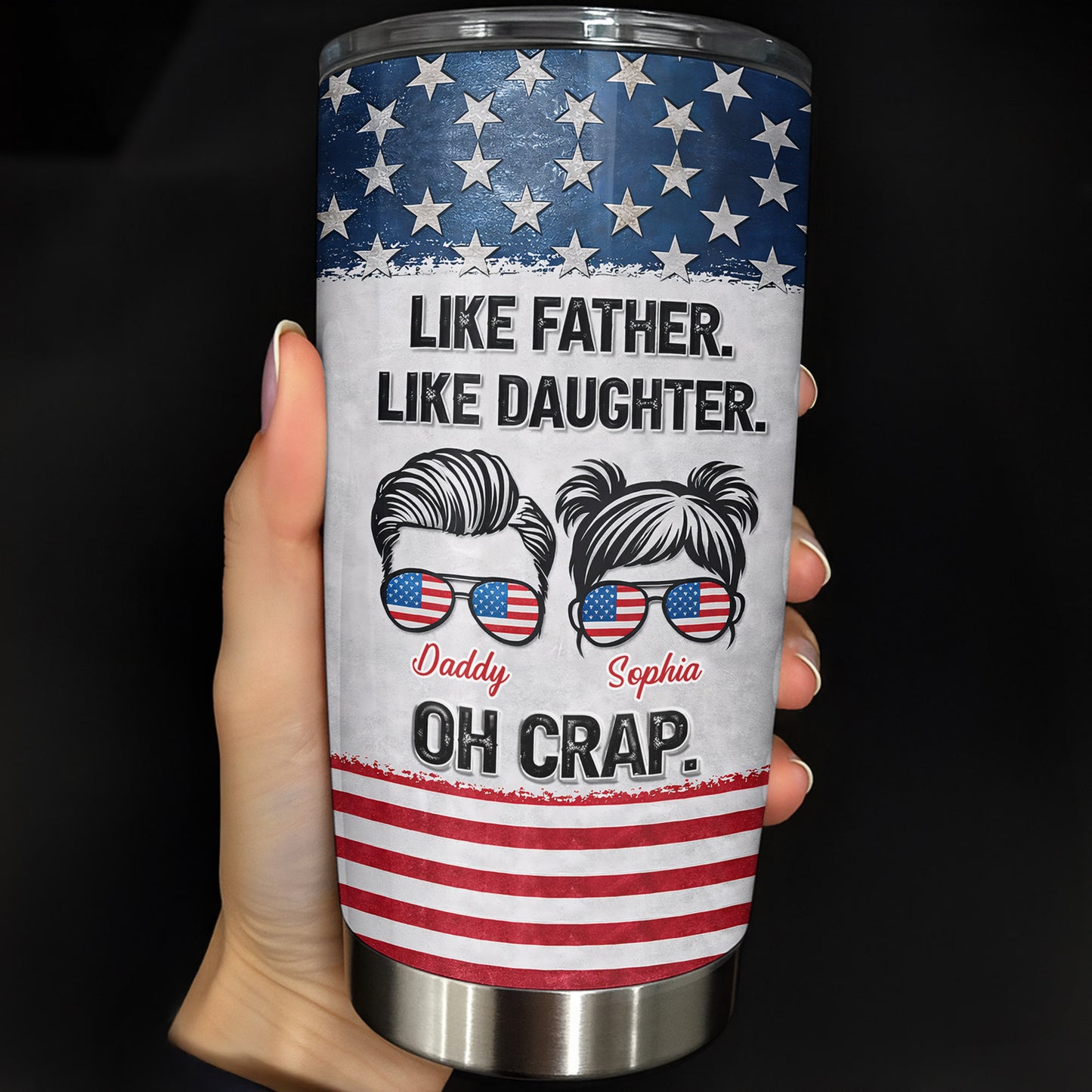 Like Father Like Daughter Oh Crap American Flag Sunglasses