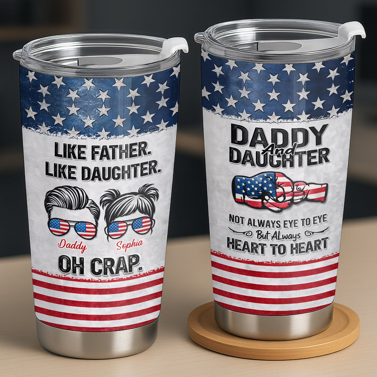 Like Father Like Daughter Oh Crap American Flag Sunglasses