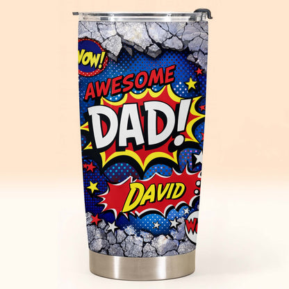 Awesome Dad Number One Nutrition Facts Superhero Comic Stars - Personalized Custom Stainless Steel Tumbler 20oz 30oz - DAD303_TB
