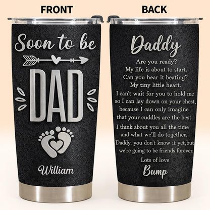Soon To Be Dad With Baby Footprints And Heart Arrow - Personalized Custom Stainless Steel Tumbler 20oz 30oz - DAD311_TB