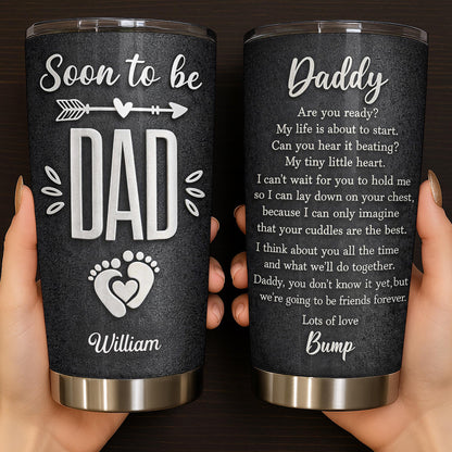 Soon To Be Dad With Baby Footprints And Heart Arrow - Personalized Custom Stainless Steel Tumbler 20oz 30oz - DAD311_TB