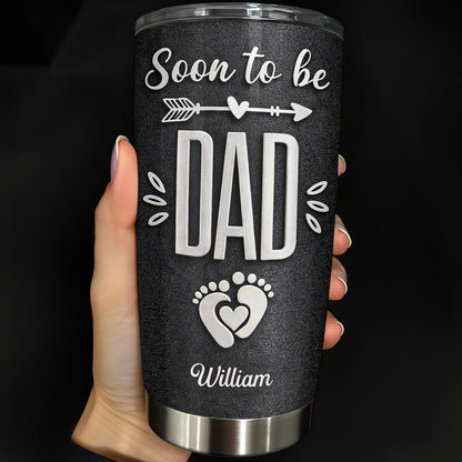 Soon To Be Dad With Baby Footprints And Heart Arrow - Personalized Custom Stainless Steel Tumbler 20oz 30oz - DAD311_TB