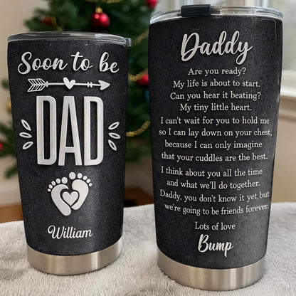 Soon To Be Dad With Baby Footprints And Heart Arrow - Personalized Custom Stainless Steel Tumbler 20oz 30oz - DAD311_TB