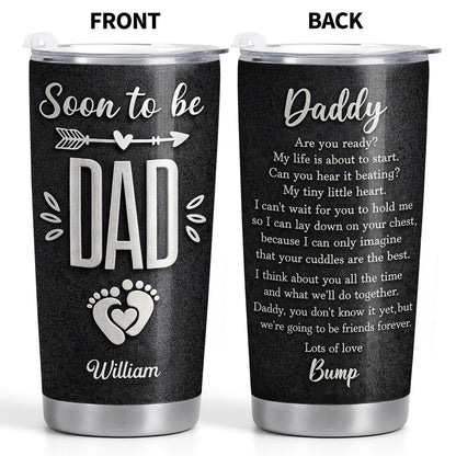 Soon To Be Dad With Baby Footprints And Heart Arrow - Personalized Custom Stainless Steel Tumbler 20oz 30oz - DAD311_TB
