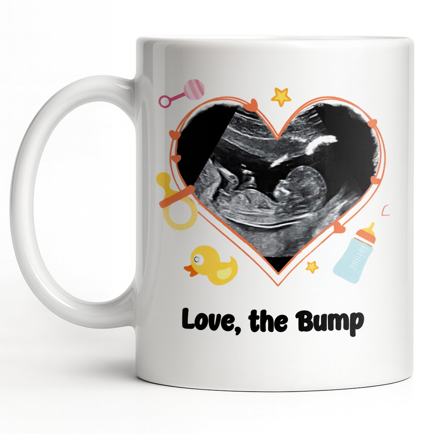 Love The Bump Ultrasound Photo Heart With Baby Toys - Personalized Custom Coffee Mug - DAD396_MG