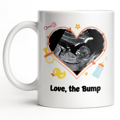 Love The Bump Ultrasound Photo Heart With Baby Toys - Personalized Custom Coffee Mug - DAD396_MG