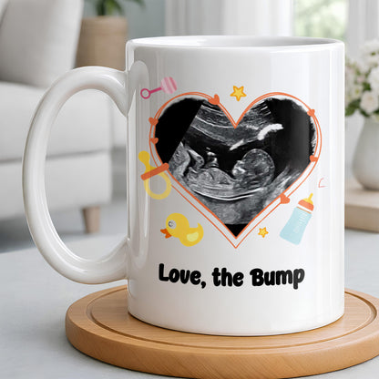 Love The Bump Ultrasound Photo Heart With Baby Toys - Personalized Custom Coffee Mug - DAD396_MG