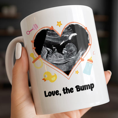 Love The Bump Ultrasound Photo Heart With Baby Toys - Personalized Custom Coffee Mug - DAD396_MG