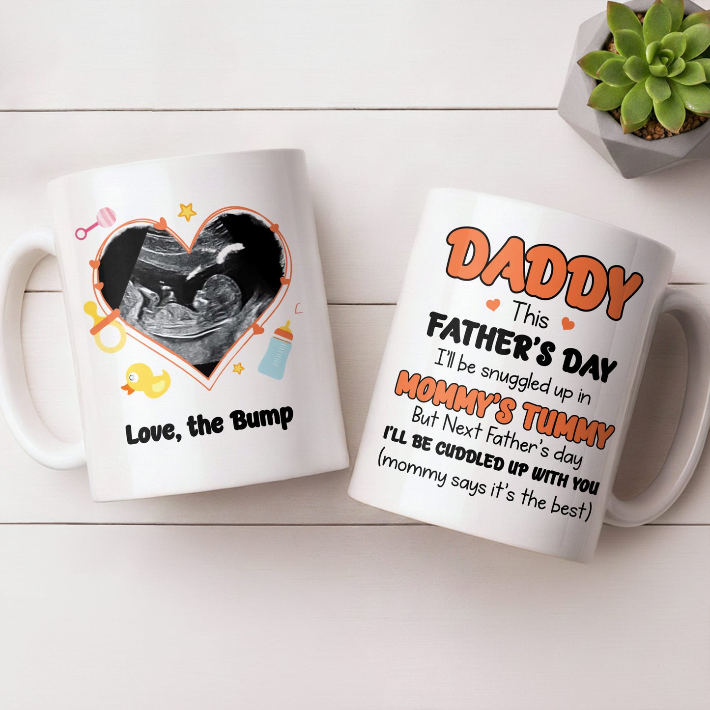 Love The Bump Ultrasound Photo Heart With Baby Toys - Personalized Custom Coffee Mug - DAD396_MG