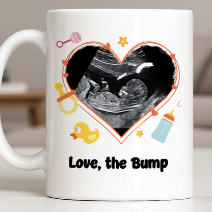 Love The Bump Ultrasound Photo Heart With Baby Toys - Personalized Custom Coffee Mug - DAD396_MG
