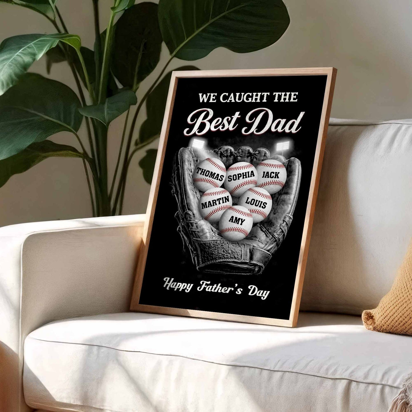 I Caught The Best Dad Baseball Glove And Balls - Personalized Custom Vertical Poster - DAD506_VPOS