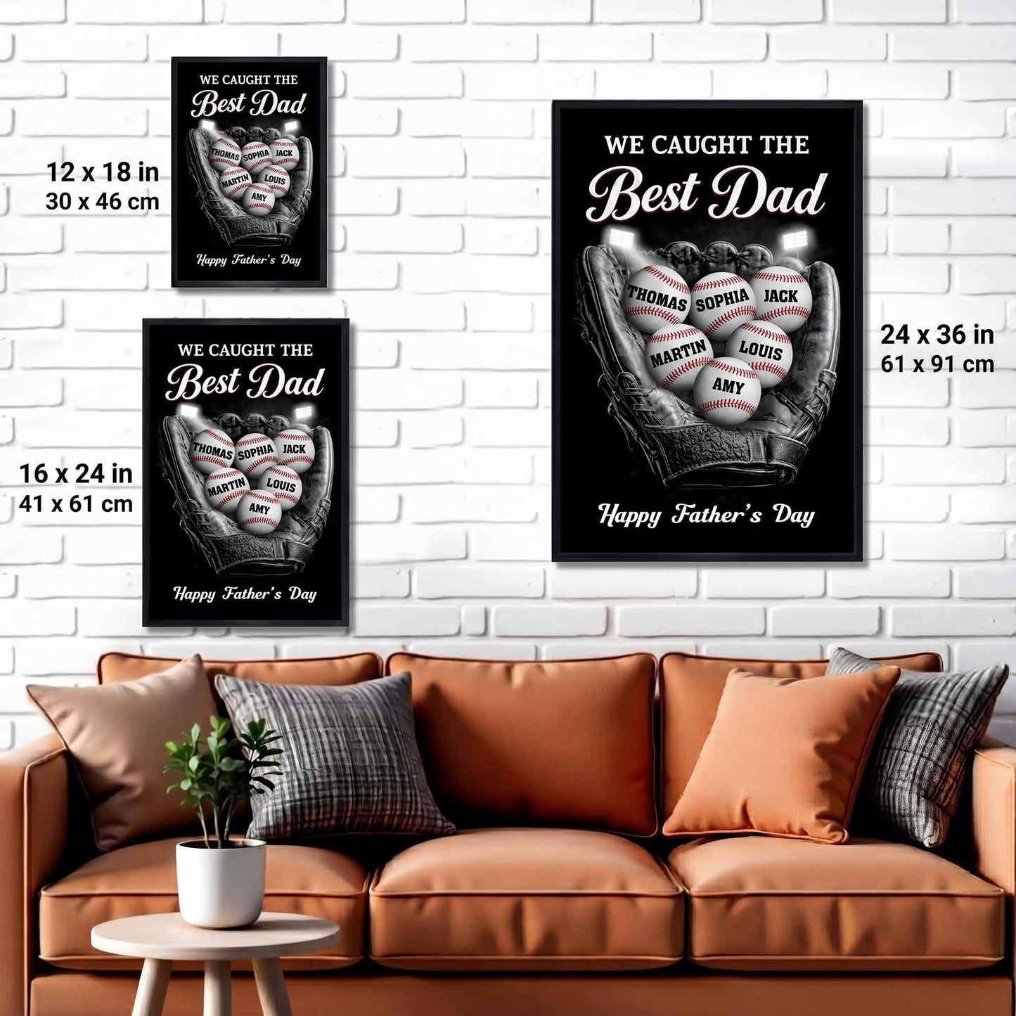 I Caught The Best Dad Baseball Glove And Balls - Personalized Custom Vertical Poster - DAD506_VPOS