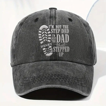 I'm Not The Step Dad I'm Just The Dad That Stepped Up Boot Print - Personalized Custom Washed Denim Cap - DAD513_WDCAP