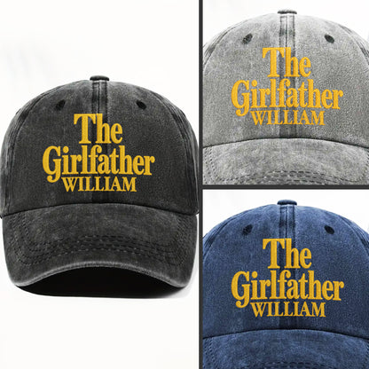 The Girlfather Custom Name Embroidery Text - Personalized Custom Washed Denim Cap - DAD540_WDCAP