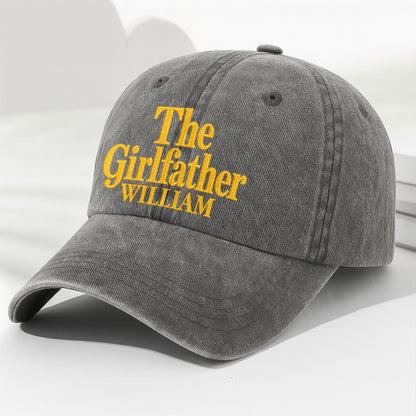 The Girlfather Custom Name Embroidery Text - Personalized Custom Washed Denim Cap - DAD540_WDCAP