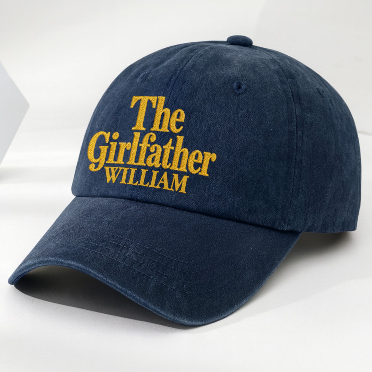 The Girlfather Custom Name Embroidery Text - Personalized Custom Washed Denim Cap - DAD540_WDCAP