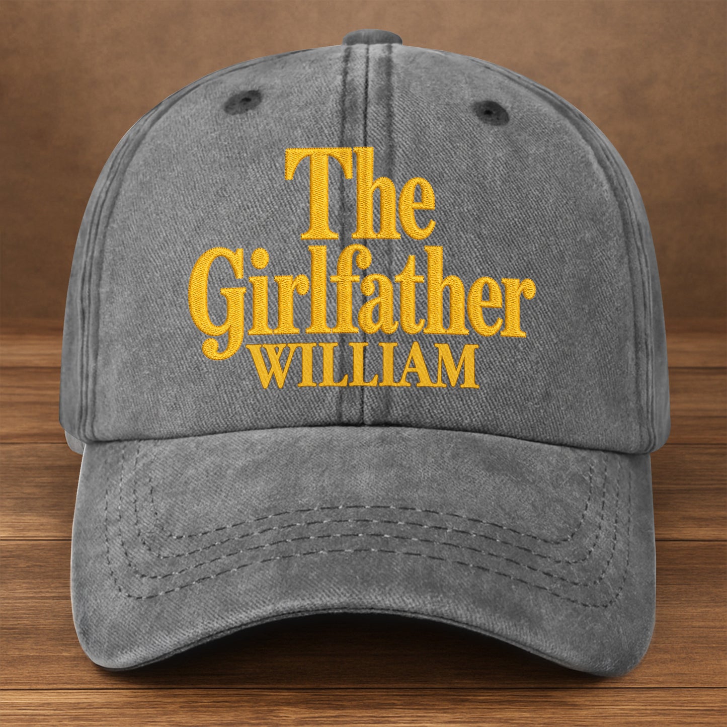 The Girlfather Custom Name Embroidery Text - Personalized Custom Washed Denim Cap - DAD540_WDCAP