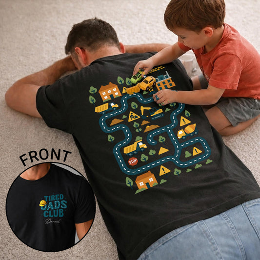 Tired Dads Club Construction Hard Hat Graphic - Personalized Custom T-Shirt Font and Back - DAD654_BFBAS