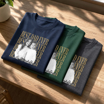 Best Dad Ever With Custom Photo And Names - Personalized Custom Unisex T-shirt, Hoodie - DAD707_BBAS