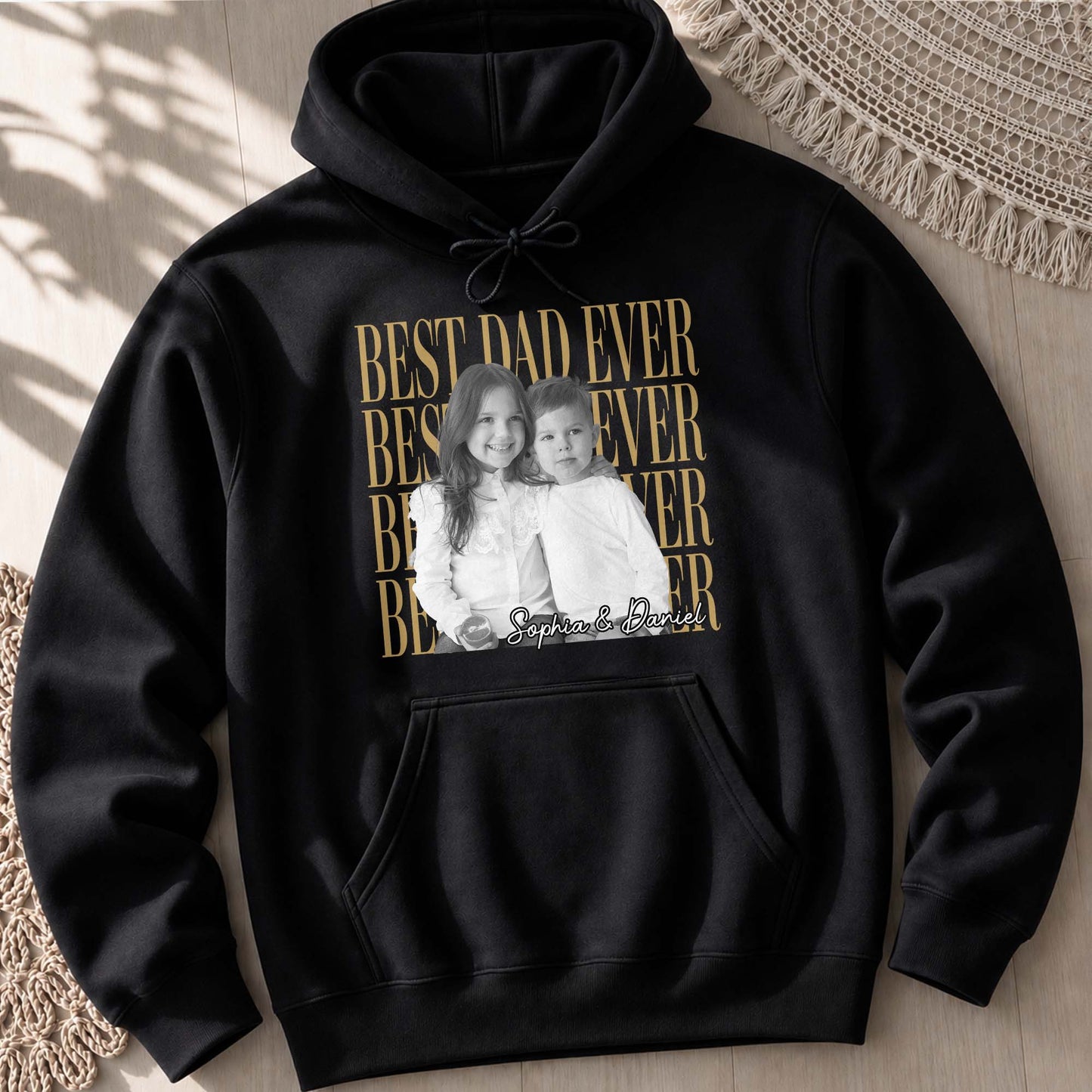 Best Dad Ever With Custom Photo And Names - Personalized Custom Unisex T-shirt, Hoodie - DAD707_BBAS