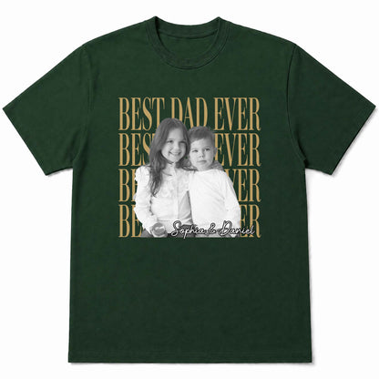 Best Dad Ever With Custom Photo And Names - Personalized Custom Unisex T-shirt, Hoodie - DAD707_BBAS
