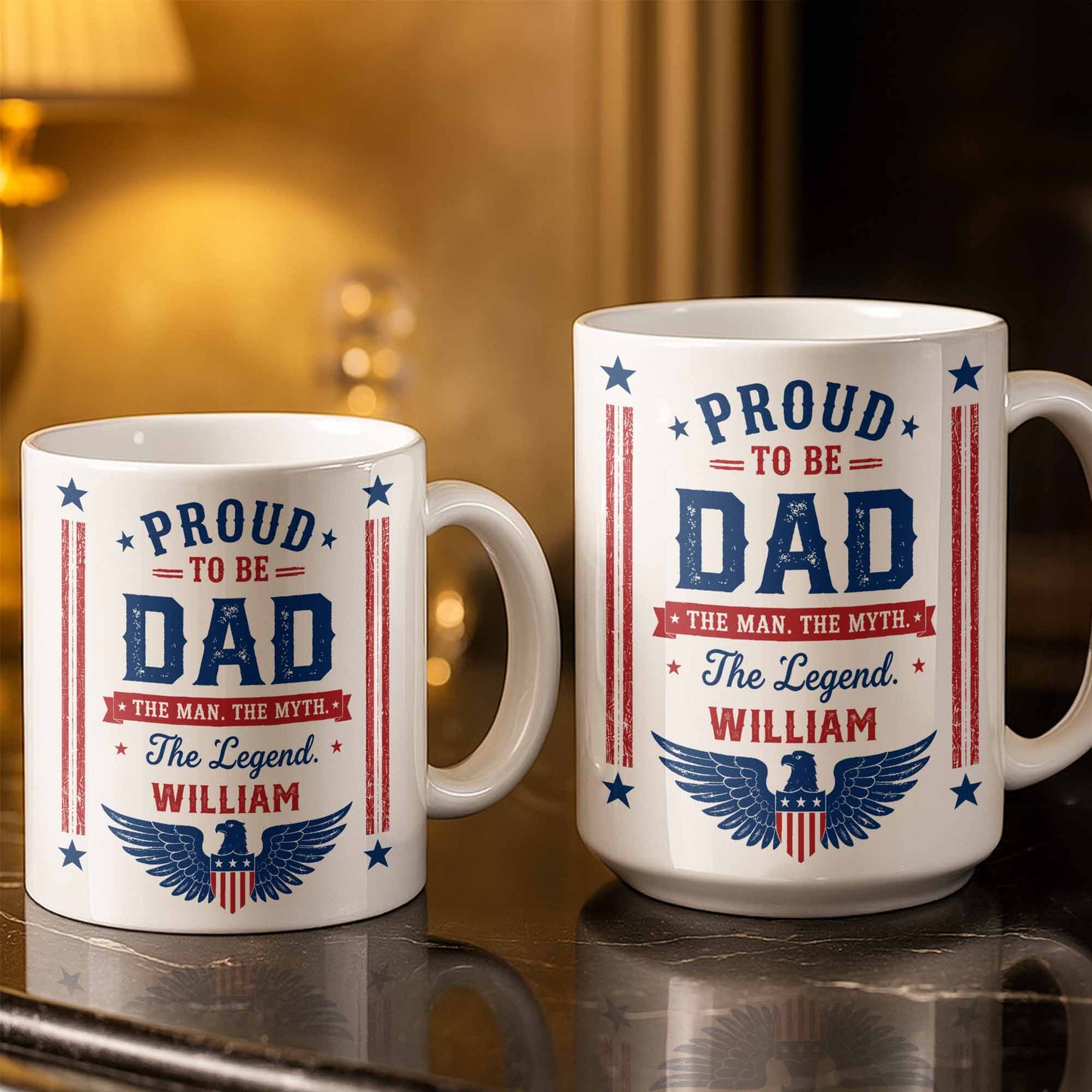 Proud To Be Dad The Man The Myth The Legend Patriotic Eagle - Personalized Custom Coffee Mug - DAD734_MG
