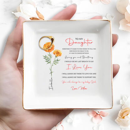 Citation émouvante « Je t'aime et je respire » pour ma fille - Coupe à bijoux personnalisée - DAU003_SCRD