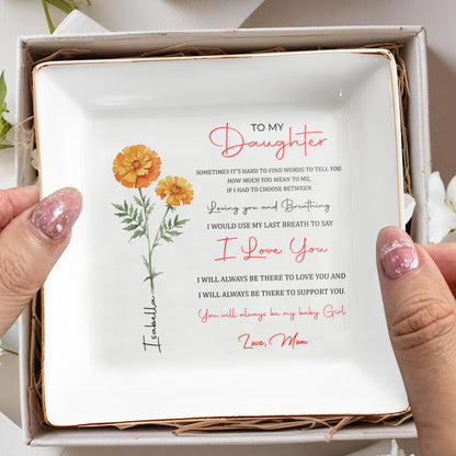 Citation émouvante « Je t'aime et je respire » pour ma fille - Coupe à bijoux personnalisée - DAU003_SCRD