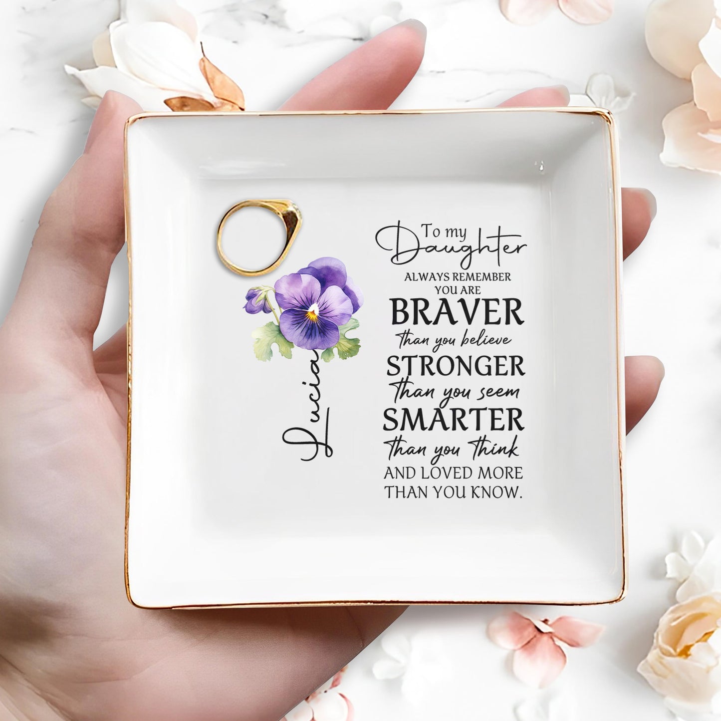 Always Remember You Are Braver Than You Believe - Personalized Custom Jewelry Dish - DAU013_SCRD