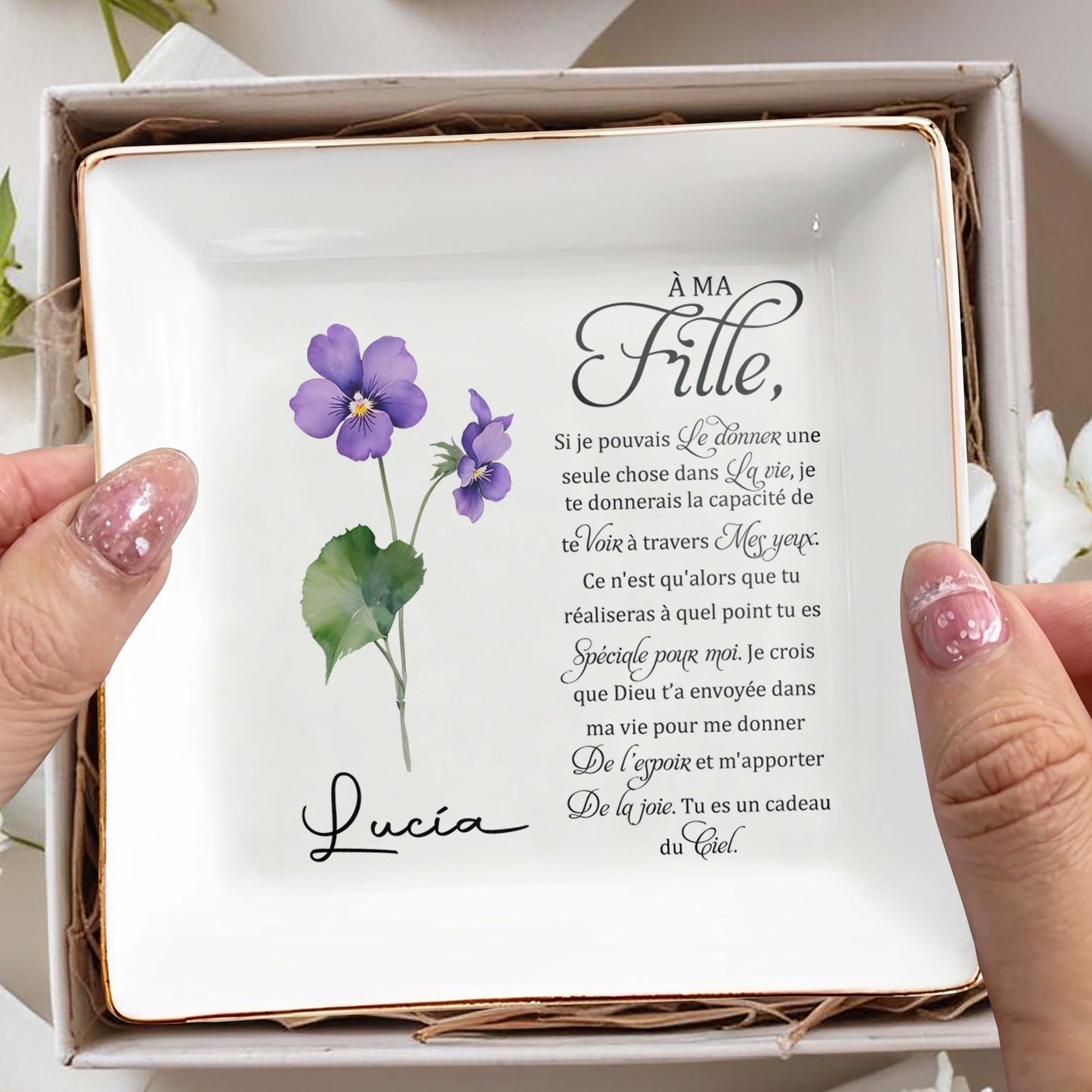 Gift For Daughter With Emotional Quote and Flowers