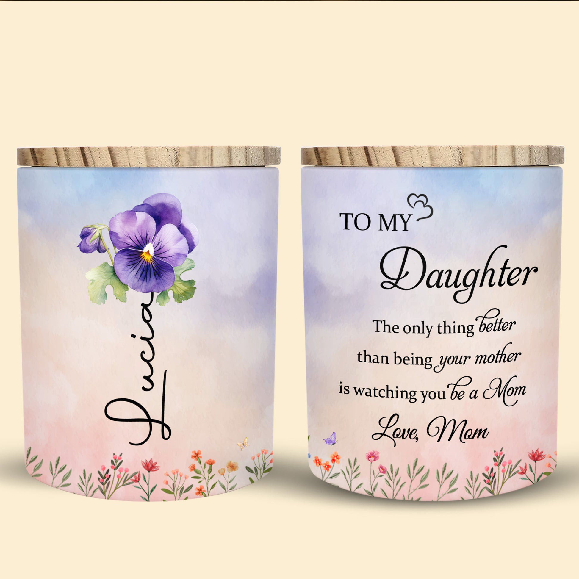 To My Daughter, Love From Mom, Butterfly And Flowers