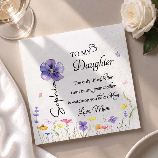 To My Daughter In Law Better Than Being A Mother In Law Flower - Personalized Cocktail Napkins - DILA091_PENAP