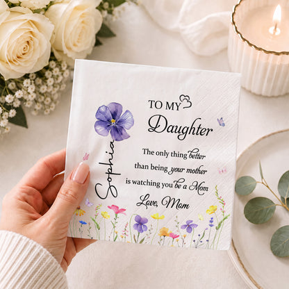 To My Daughter In Law Better Than Being A Mother In Law Flower - Personalized Cocktail Napkins - DILA091_PENAP