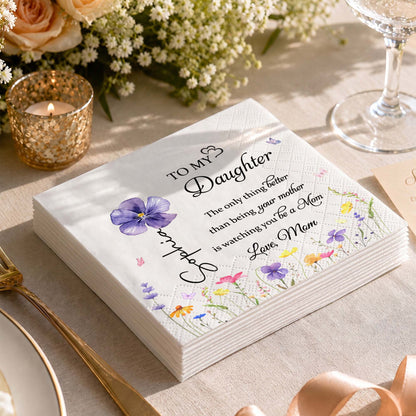 To My Daughter In Law Better Than Being A Mother In Law Flower - Personalized Cocktail Napkins - DILA091_PENAP