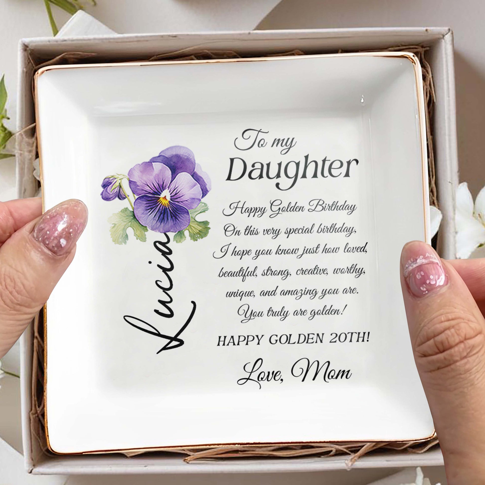 Happy Golden Birthday Gift Featuring Pansies